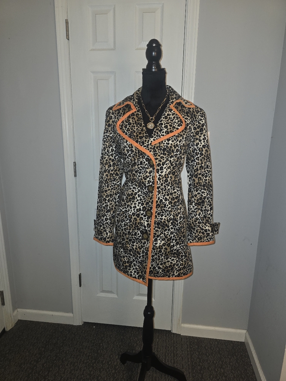 Peck & Peck Leopard Print Jacket with Orange Trim
